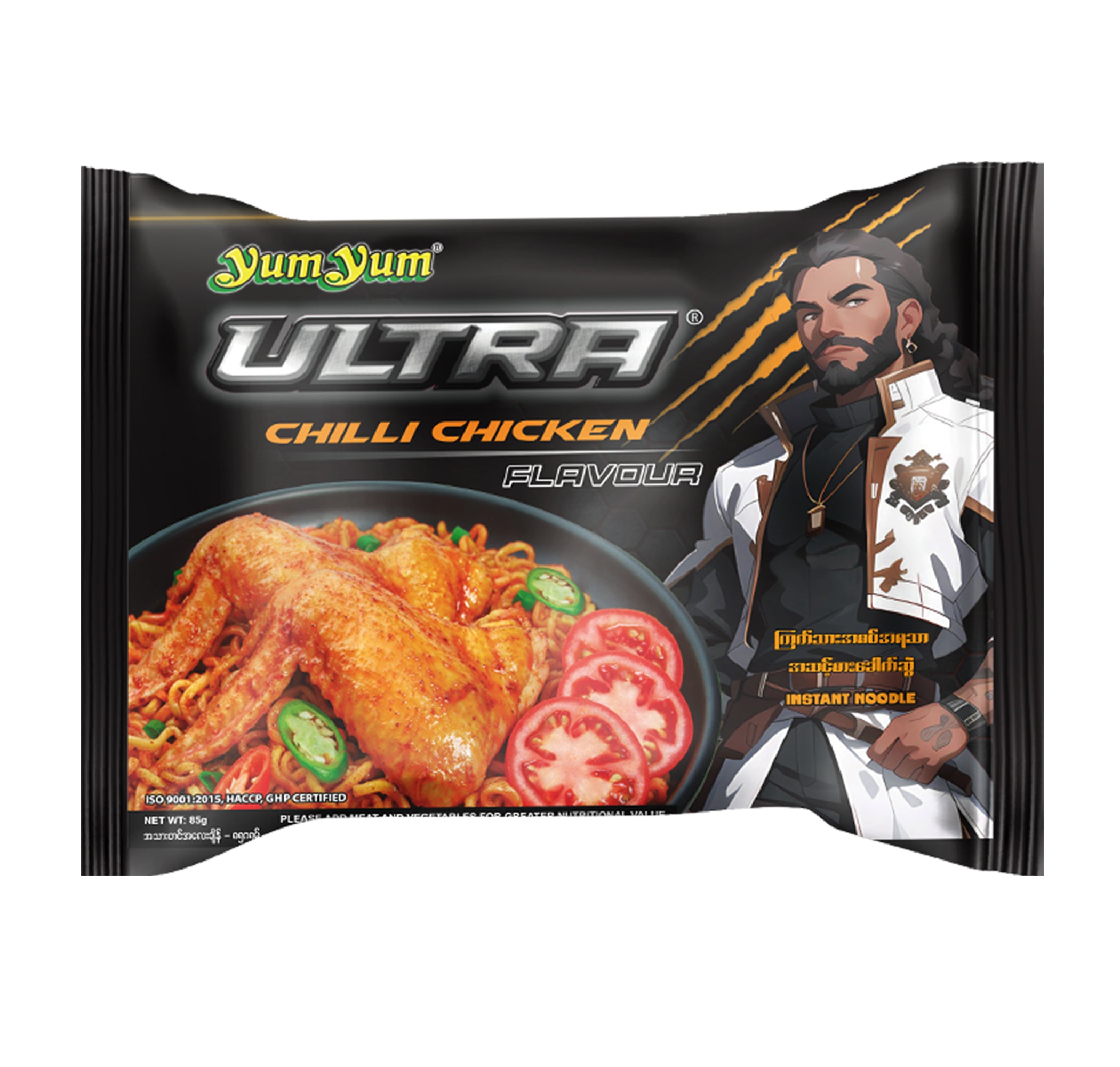 Yum Yum Ultra -  Artificial Chili Chicken Flavor Instant Noodle (85g) ယမ်ယမ်ယမ်ယမ်ကြက်သားအစပ်အရသာ (Artificial)