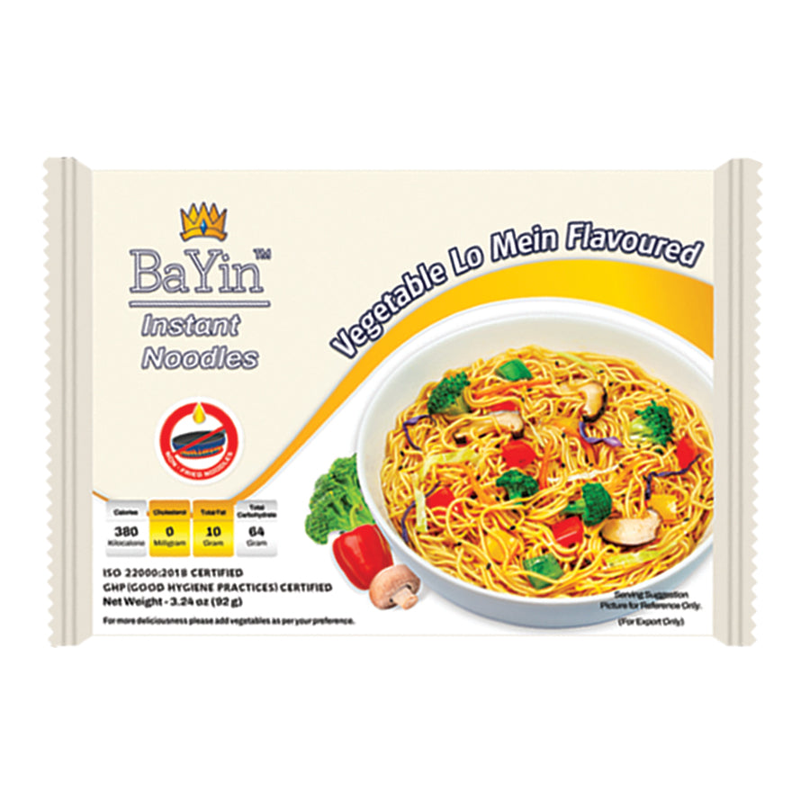 BaYin - Vegetable Lo Mein Flavoured Instant Noodle (Dry) (92g) ဘုရင်-သက်သတ်လွတ်ခေါက်ဆွဲကြော်