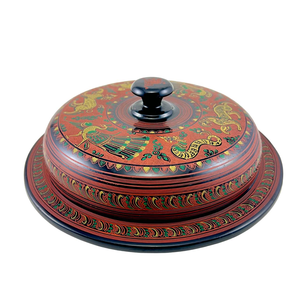 Myanmar Lacquerware Tea Leaf Salad Serving Bold, 8 inches - 2