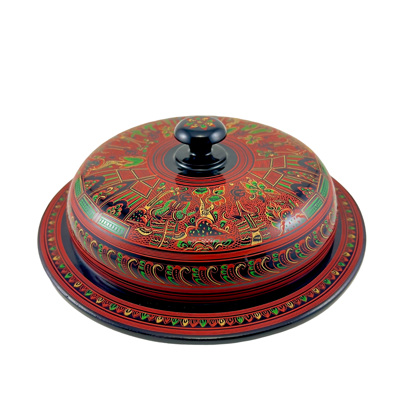 Myanmar Lacquerware Tea Leaf Salad Serving Bold, 8 inches - 1