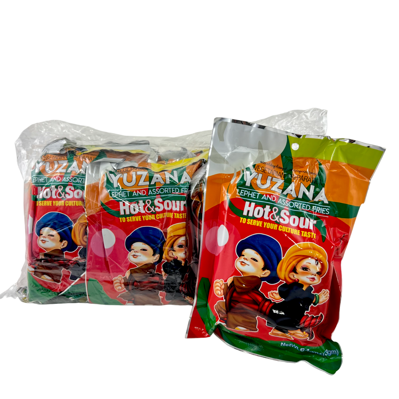 Yuzana Tea Salad Kit - Hot & Sour 64g x 10 Pkgs (အသင့်စား ချဉ်စပ် လက်ဖက်ထုတ်အသေး (၁၀) ထုတ်တွဲ