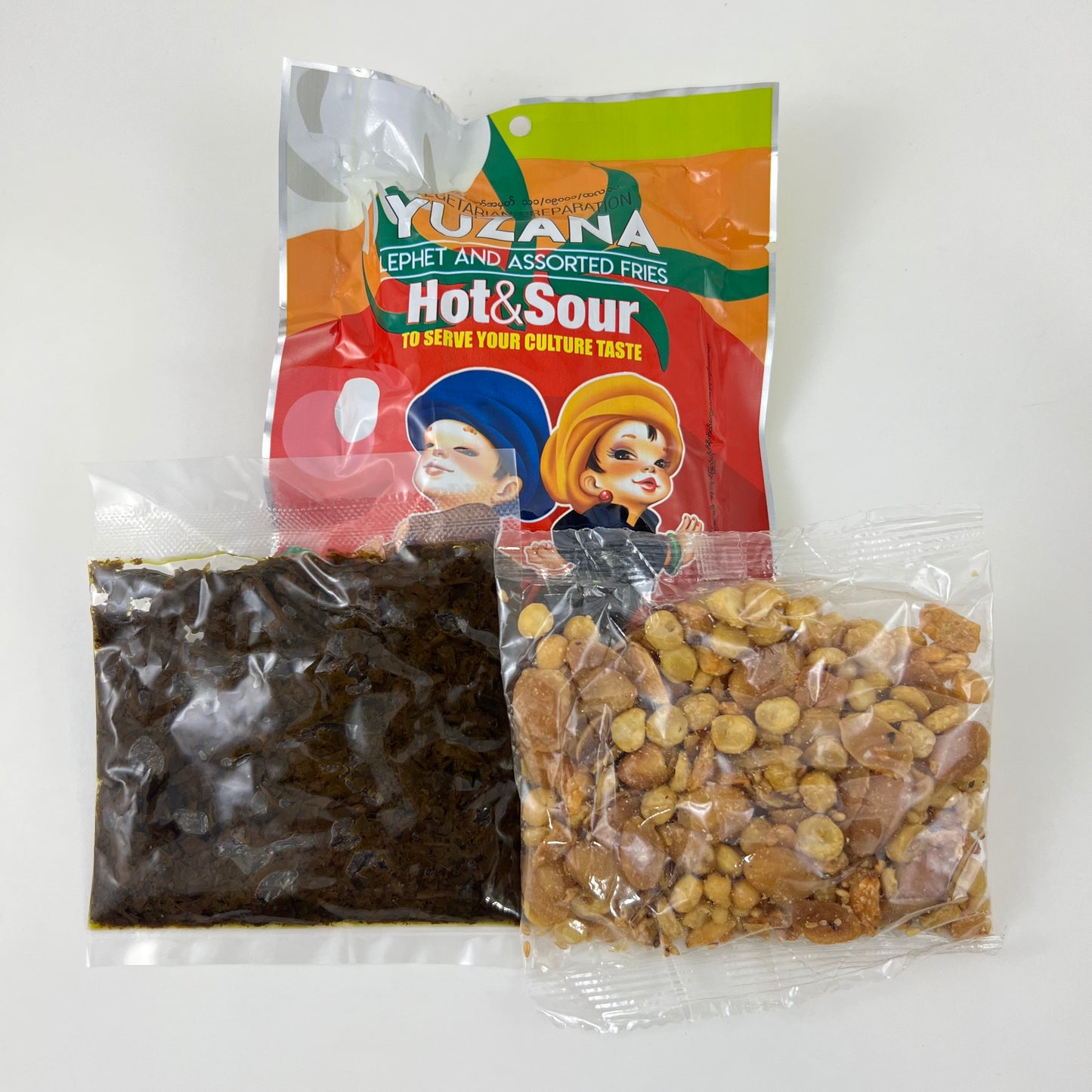 Yuzana Tea Salad Kit - Hot & Sour 64g x 10 Pkgs (အသင့်စား ချဉ်စပ် လက်ဖက်ထုတ်အသေး (၁၀) ထုတ်တွဲ
