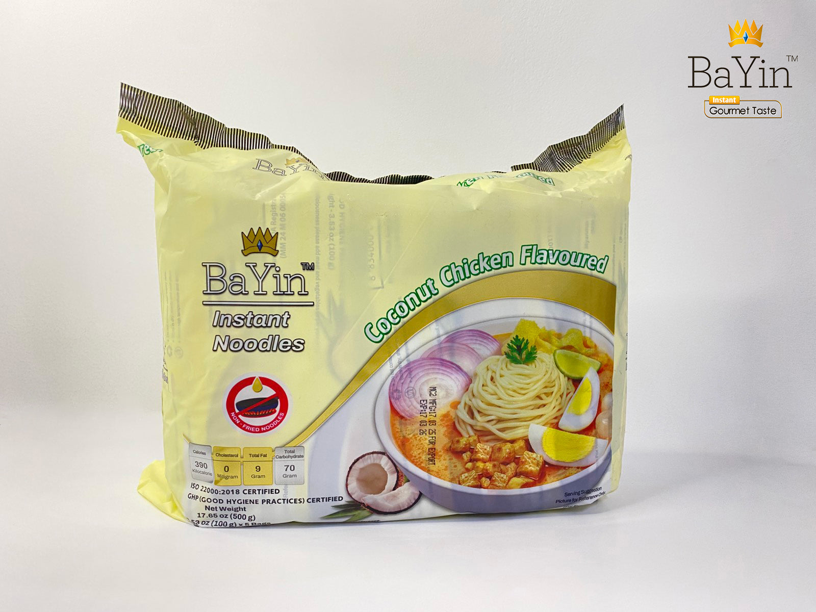 BaYin - Coconut Chicken Flavoured Instant Noodle (Soup) (100g) ဘုရင် - အုန်းနို့ခေါက်ဆွဲ အရသာ