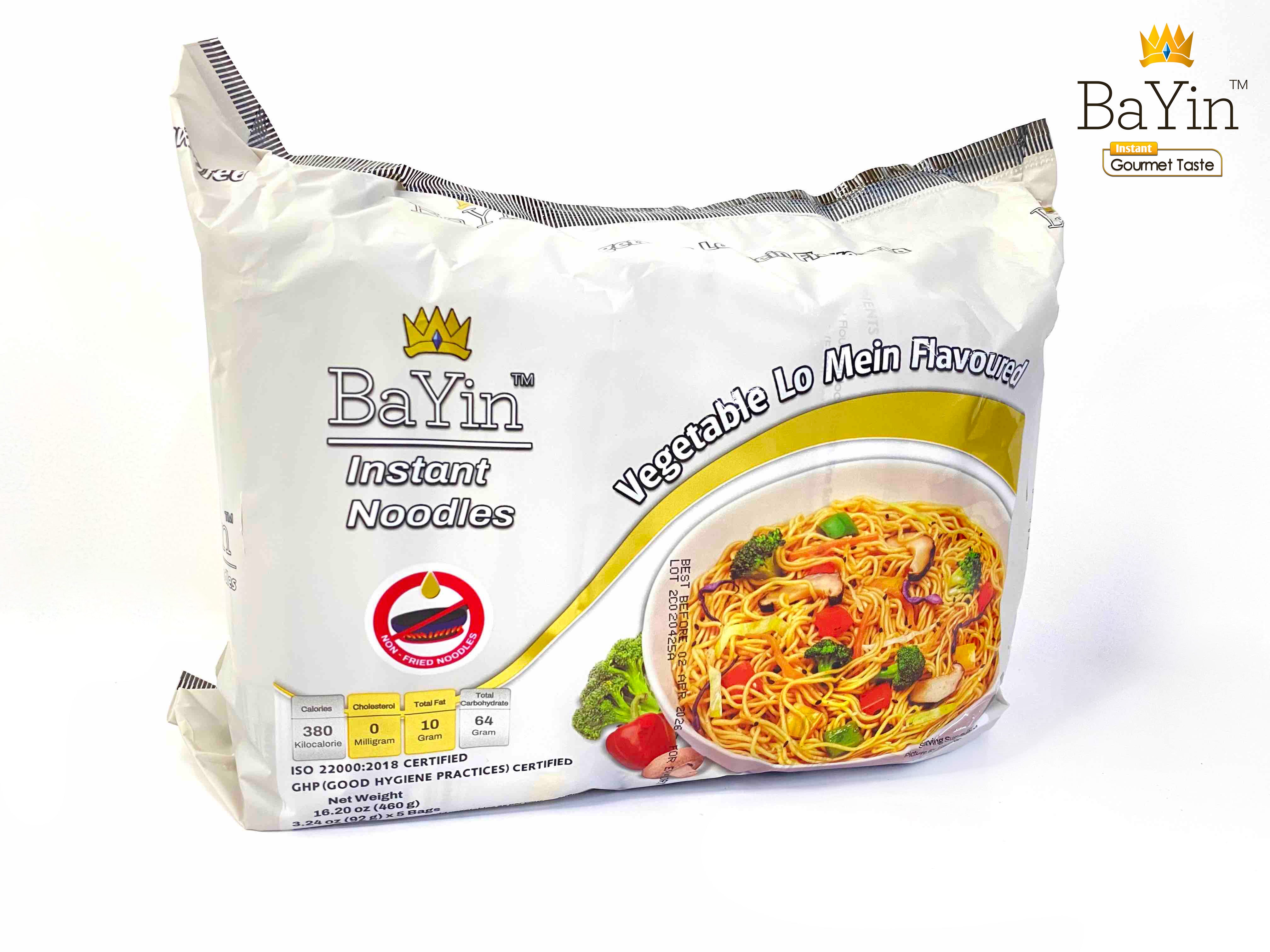 BaYin - Vegetable Lo Mein Flavoured Instant Noodle (Dry) (92g) ဘုရင်-သက်သတ်လွတ်ခေါက်ဆွဲကြော်
