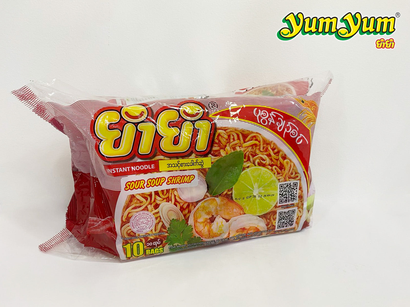 Yum Yum - Sour Soup Shrimp Flavor  Instant Noodle (60g) ယမ်ယမ်ပုစွန်ချည်စပ်အရသာ