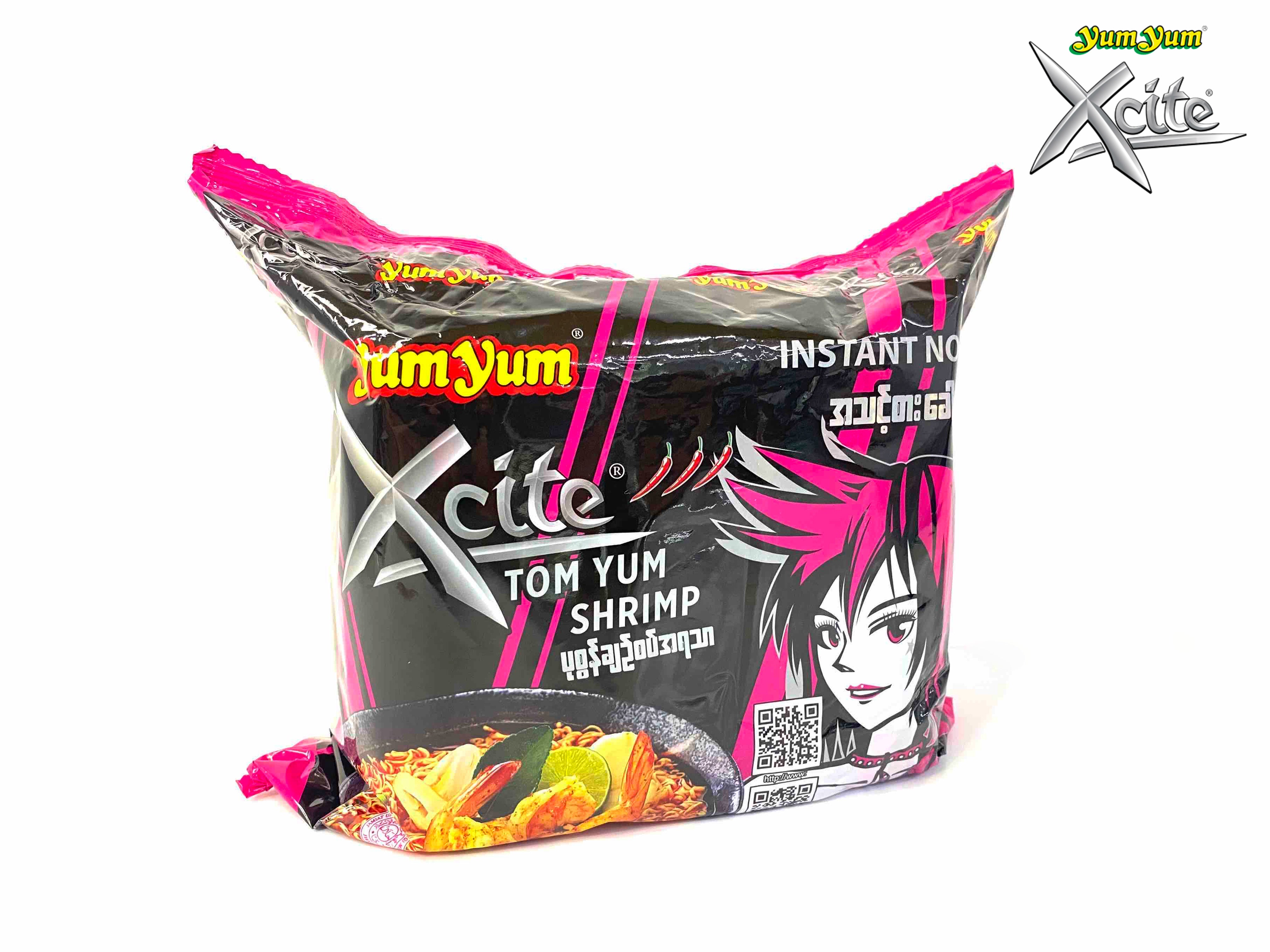 Yum Yum Xcite -  Tom Yum Shrimp Flavor Instant Noodle (Soup) (70g) ယမ်ယမ် တုံယမ်းပုစွန်အရသာ