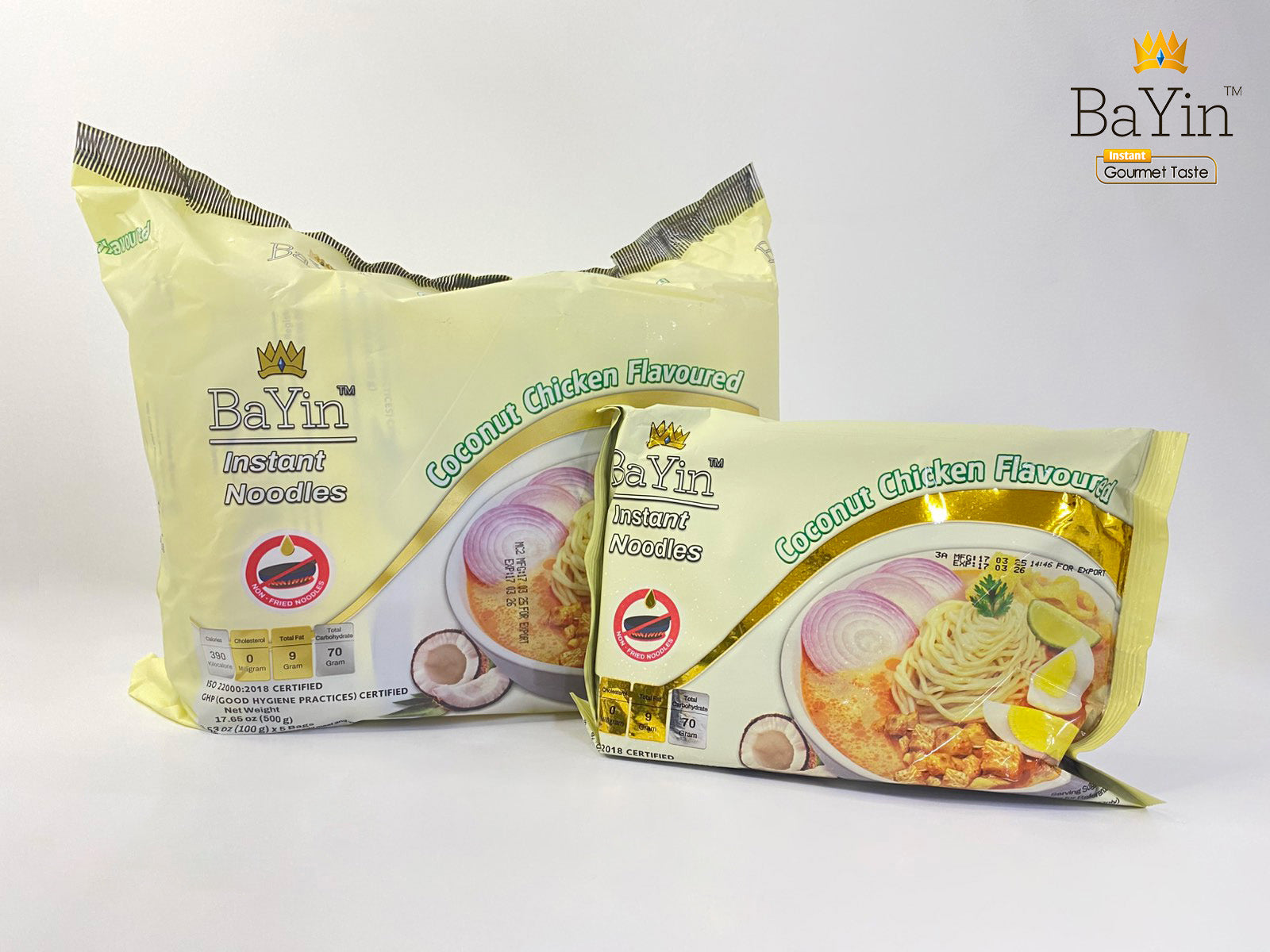 BaYin - Coconut Chicken Flavoured Instant Noodle (Soup) (100g) ဘုရင် - အုန်းနို့ခေါက်ဆွဲ အရသာ