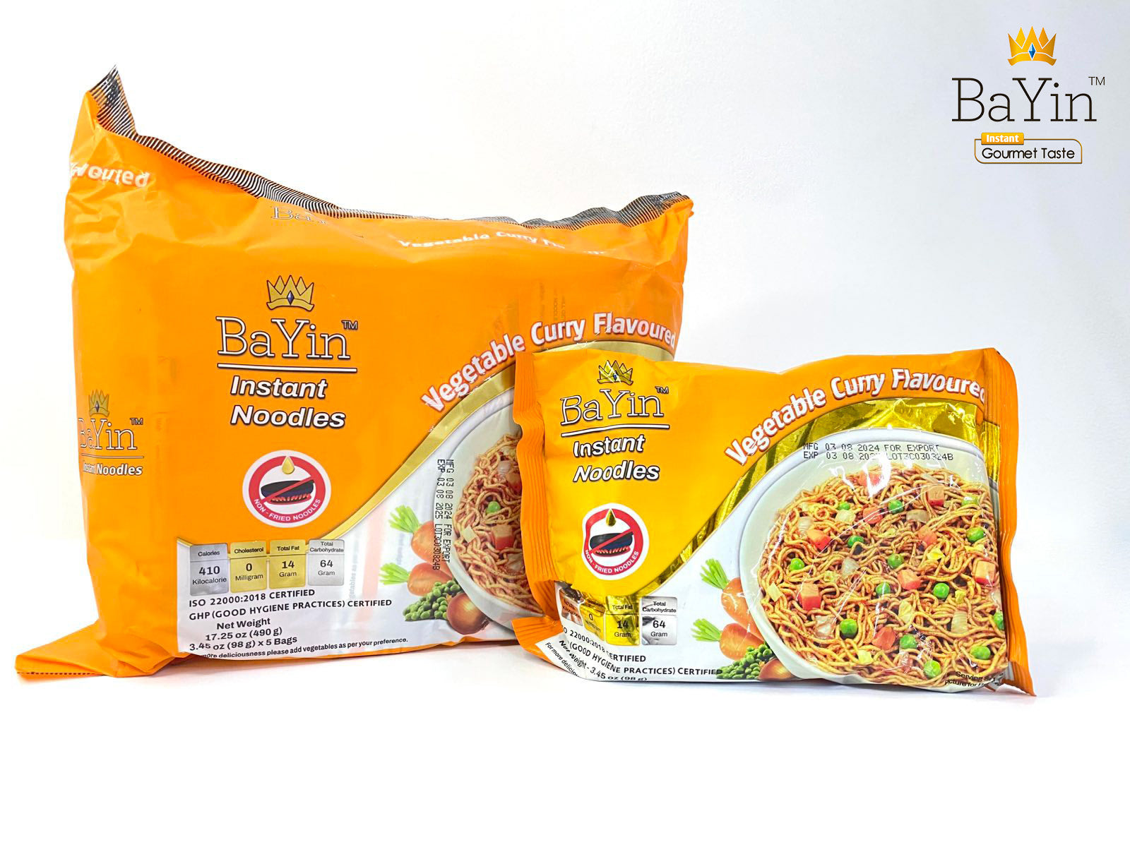 BaYin - Vegetable Curry Flavoured Instant Noodle (Dry) (98g) ဘုရင်-သက်သတ်လွတ်မဆလာအရသာ