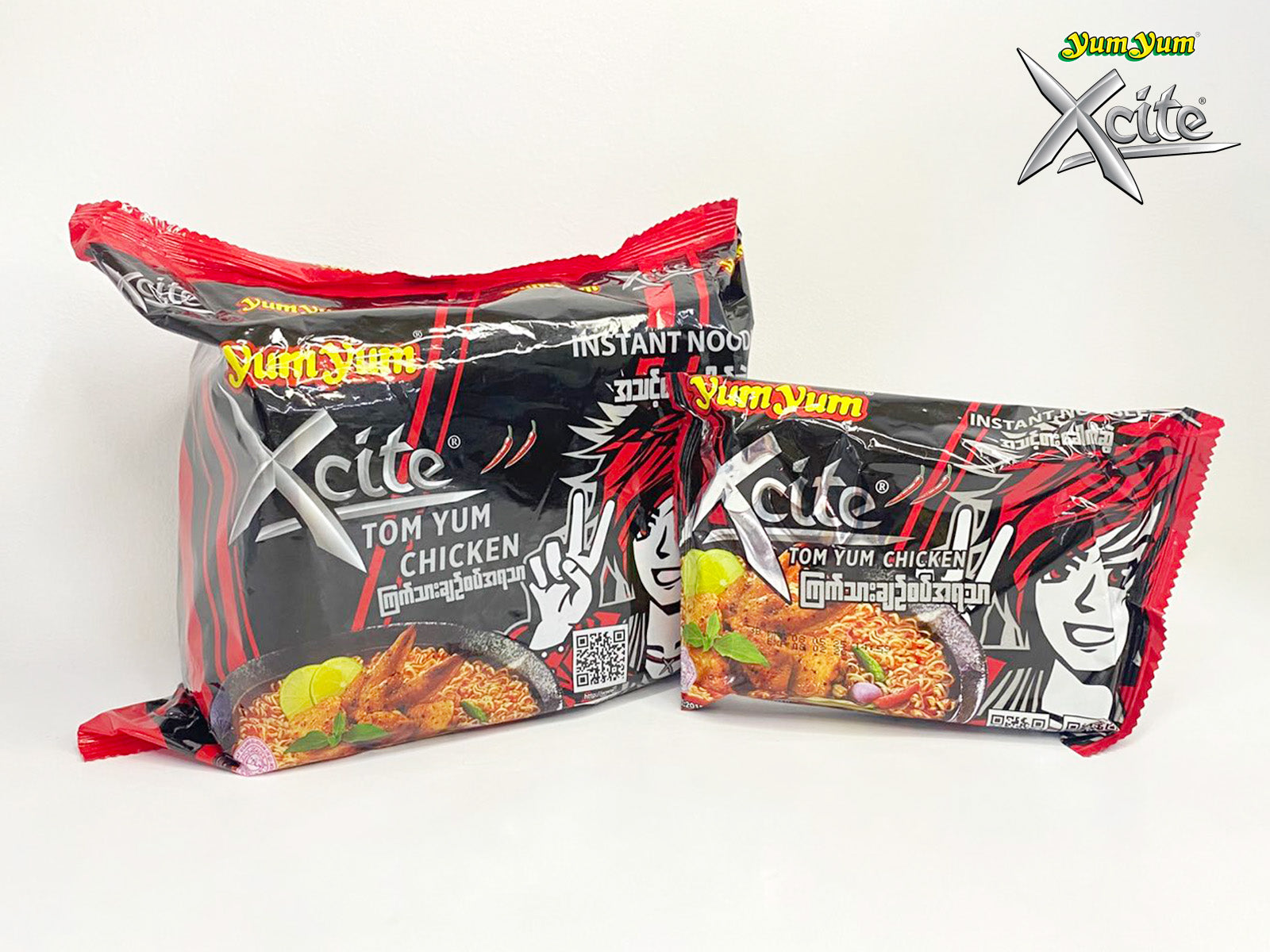 Yum Yum Xcite -  Tom Yum Chicken Flavor Instant Noodle (Soup) (70g) ယမ်ယမ် ကြက်သားချဉ်စပ် အရသာ