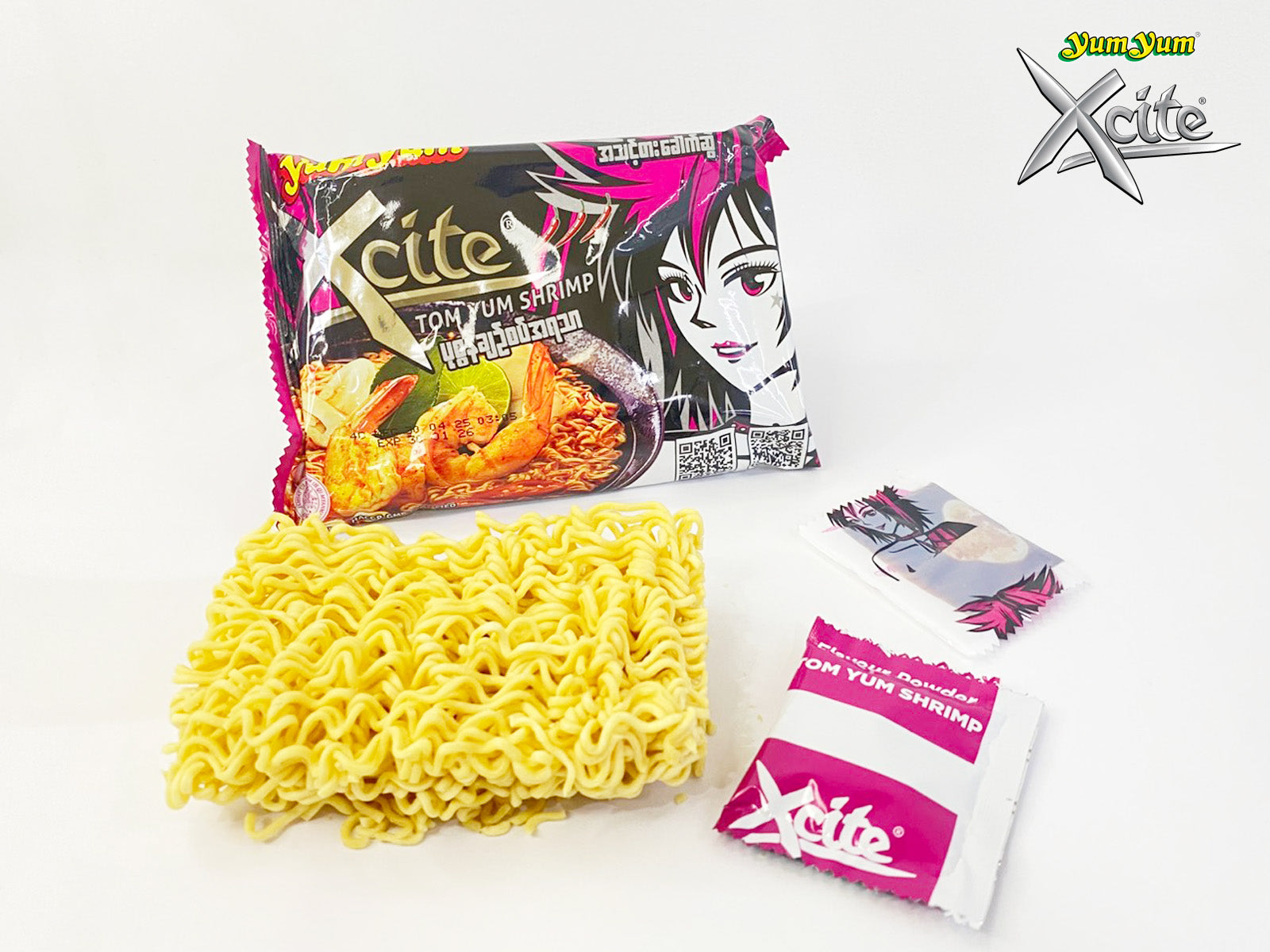 Yum Yum Xcite -  Tom Yum Shrimp Flavor Instant Noodle (Soup) (70g) ယမ်ယမ် တုံယမ်းပုစွန်အရသာ