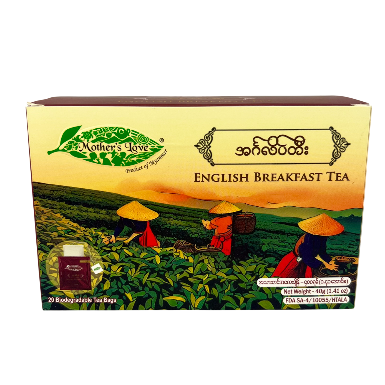 Mother's Love - English Breakfast Tea (20 Tea bags) (40g) အင်္ဂလိပ်လက်ဖက်ရည်