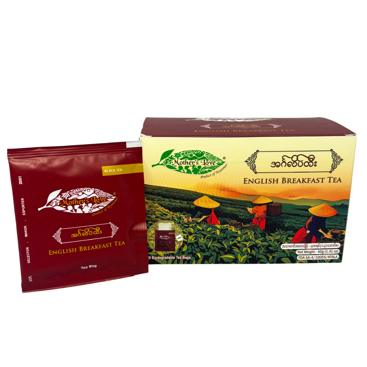Mother's Love - English Breakfast Tea (20 Tea bags) (40g) အင်္ဂလိပ်လက်ဖက်ရည်