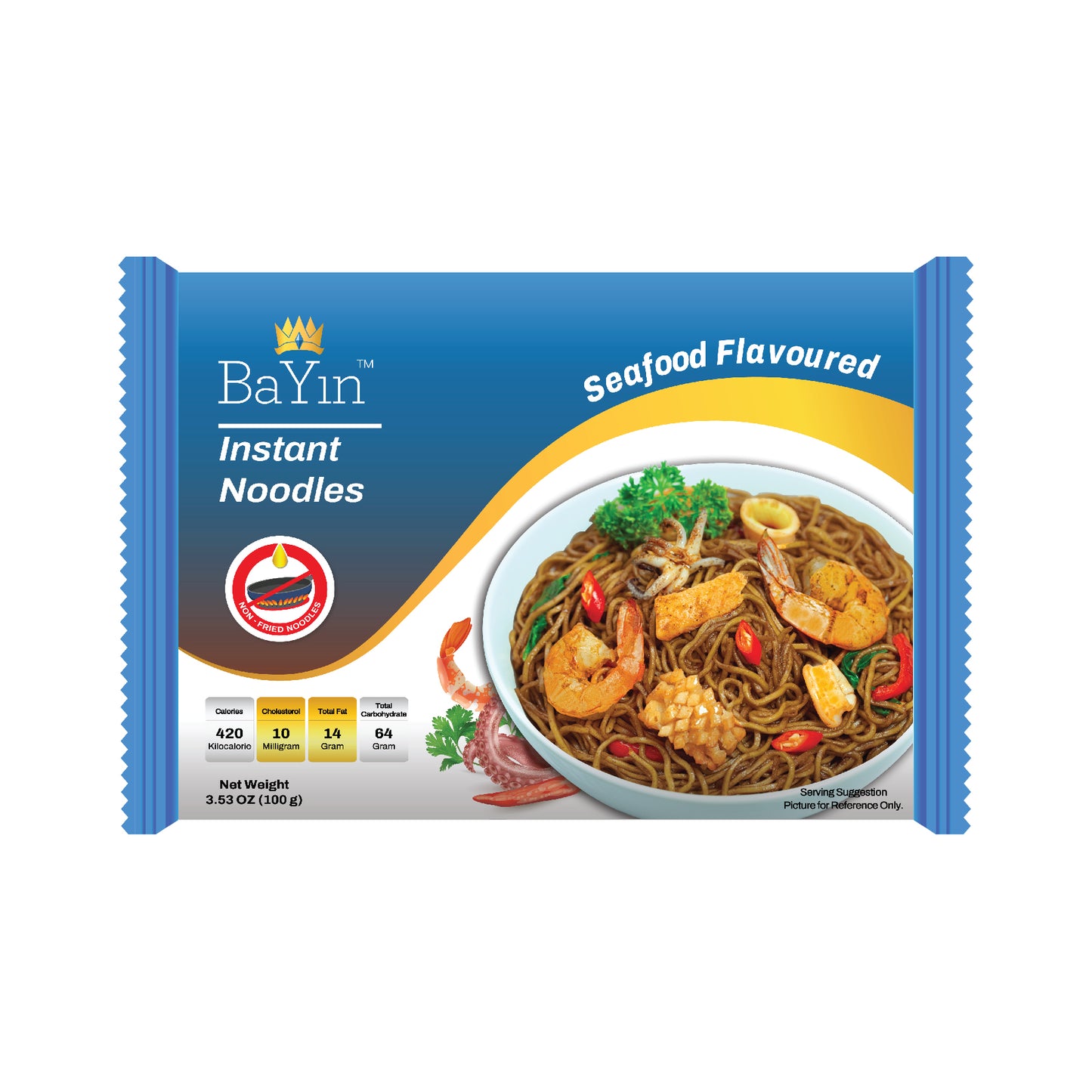 BaYin - Seafood Flavored Instant Noodle ဘုရင်တံဆိပ် ပင်လယ်စာ အရသာ ခေါက်ဆွဲသုပ်