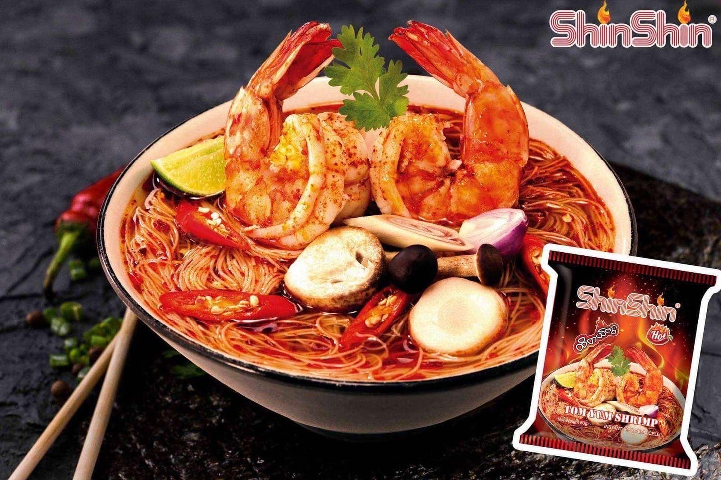 Shin Shin Instant Rice Vermicelli (Tom Yum Shrimp Flavor) 60g