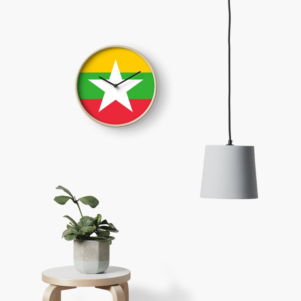Myanmar Flag Wall Clock